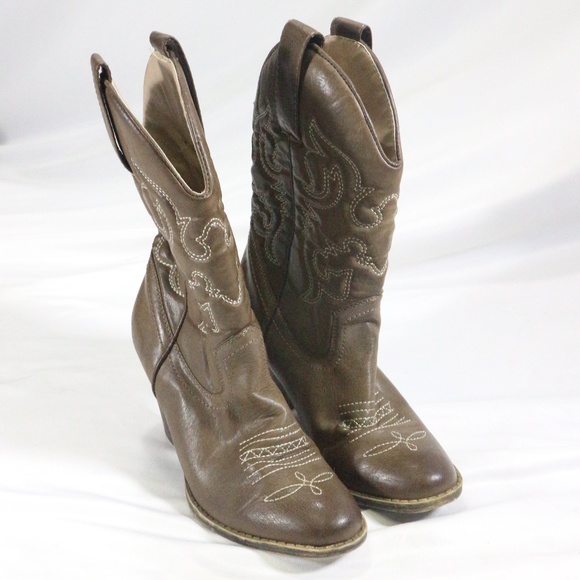 MAURICES Macy Brown Vegan Mid Calf Western Boots - Picture 5 of 8